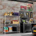 Storage Shelves, 3-Tier Adjustable Metal Industrial Utility Shelf Rack - Image 2