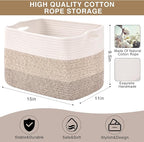 Storage Baskets for Organizing Shelves, Woven Cotton Rope Bins for Baby Nursery - Image 3