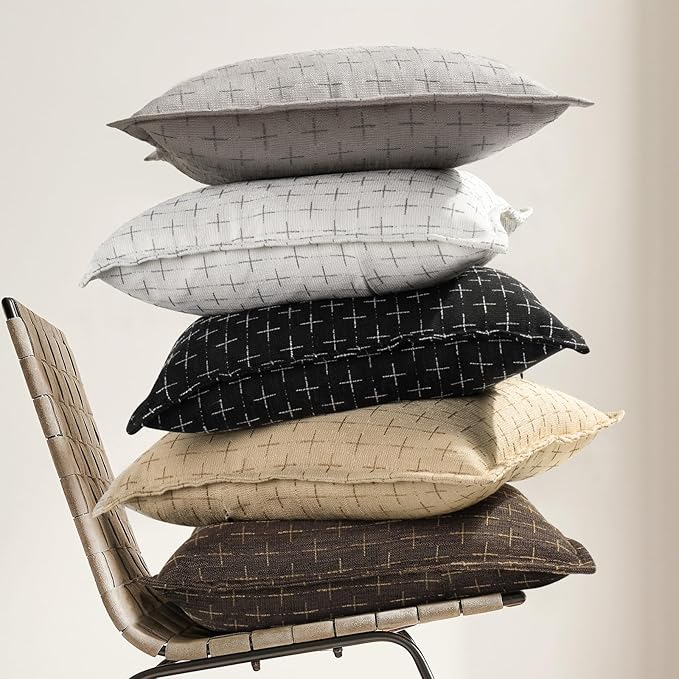 ZWJD Pillow Covers 18x18 Set of 2 Soft Polyester Textured Pillow Covers - Image 4