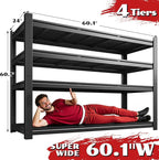 2500LBS Storage Shelves, 60.1" W Garage Shelving Heavy Duty, Adjustable Metal - Image 2