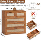 LEYAOYAO Rattan Dresser for Bedroom Set of 2, 33.5" Tall Chest of Drawers - Image 2