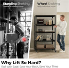 HOMEDANT House 5-Tier Metal Rolling Cart Shelf Rack Casters Heavy Duty Wheel - Image 3