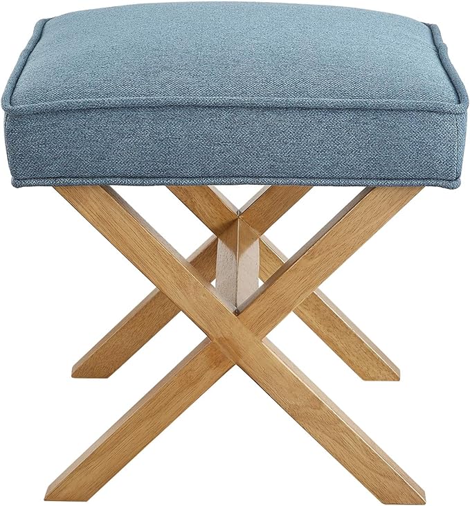 Amazon Basics Small Ottoman Foot Rest, Mid-Century Modern X Square Polyester - Image 4