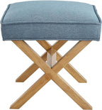 Amazon Basics Small Ottoman Foot Rest, Mid-Century Modern X Square Polyester - Image 4