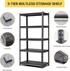 72" H Garage Shelving, Metal Storage Shelves, Adjustable 5 Tier Storage Rack - Image 3