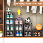 10 Pack Thicken Shoe Organizer Stackable, Upgraded Sturdy Shoe Storage Box - Image 3