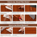 12 Colors Wood Filler Sticks Furniture Markers, Wood Floor Scratch Repair Kit - Image 4