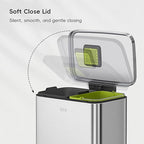 EKO Madison Brushed Stainless 25L+20L Dual Compartment Step Trash Can - Image 4