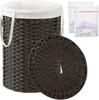 Laundry Basket with Lid Round Rattan Laundry Hamper with Lid and Handles 29.1 by SETVSON