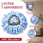 6 Pack Spin mop Replacement Head, Spin mop Scrub Brush, Microfiber Mop Refills - Image 3