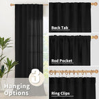 YoungsTex Black Linen Curtains 63 inch Length 2 Panels - Image 5