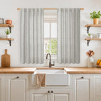 YoungsTex Light Grey Linen Curtains 45 Inch Length - Image 2