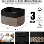 Storage Baskets for Organizing Shelves, Toy Basket for Kid's Room, Woven Cotton - Image 3