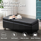 Black Faux Leather Ottoman - Image 6