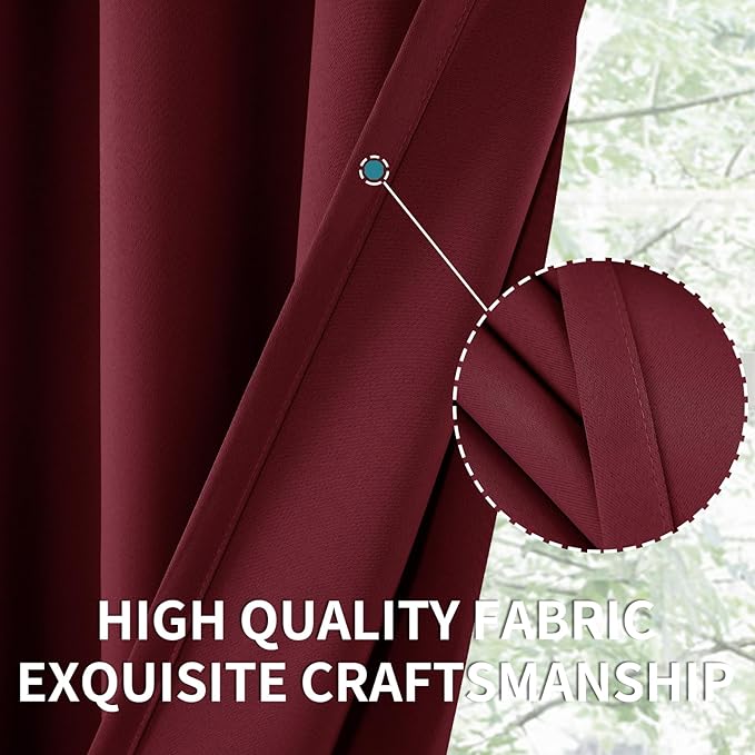 BGment Burgundy Blackout Curtains 36 Inches Long - Image 6