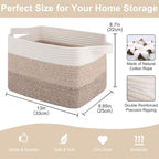 Storage Baskets for Organizing, Woven Baskets for Shelves, Rectangle Decorative - Image 2