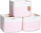 NaturalCozy Storage Cubes 9”x9”x7”Cotton Rope Woven Baskets by NaturalCozy