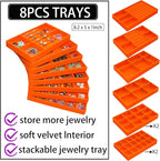 Jewelry Organizer Tray Stackable Velvet Jewelry Trays Drawer Inserts Earring - Image 3