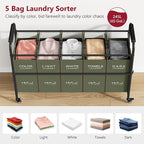 Tajsoon 5 Sections Laundry Sorter, Laundry Hamper - Image 3
