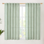 YoungsTex Sage Green Short Linen Curtains 48 Inch Length by YoungsTex