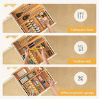 Yofidra Pure Bamboo Silverware Drawer Organizer: 16.9x18.9 Expandable Large - Image 6