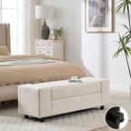 Storage Ottoman Bench, 55 Inch End of Bed Linen Bench - Image 6