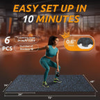 PRAISUN 0.6" Thicker Gym Mat, 6 Tiles 24 Sq Ft Workout Mats, Interlocking Foam - Image 5