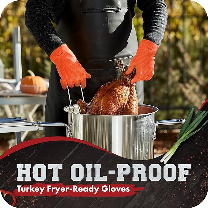KITCHEN PERFECTION XL Silicone Smoker Oven Gloves-Extreme Heat Resistant BBQ - Image 5