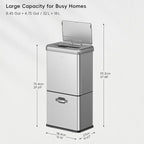 EKO Vintage 50L / 13.2 Gallon Motion Sensor Trash Can, Dual Compartment 32L + - Image 2