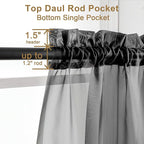 Chyhomenyc Black Sheer Curtains 30 inch Length 2 Panels, Light Filtering Voile - Image 3