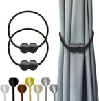 Hion Magnetic Curtain Tiebacks Black 2pcs, Curtain Tiebacks Buckles Holdbacks by Hion