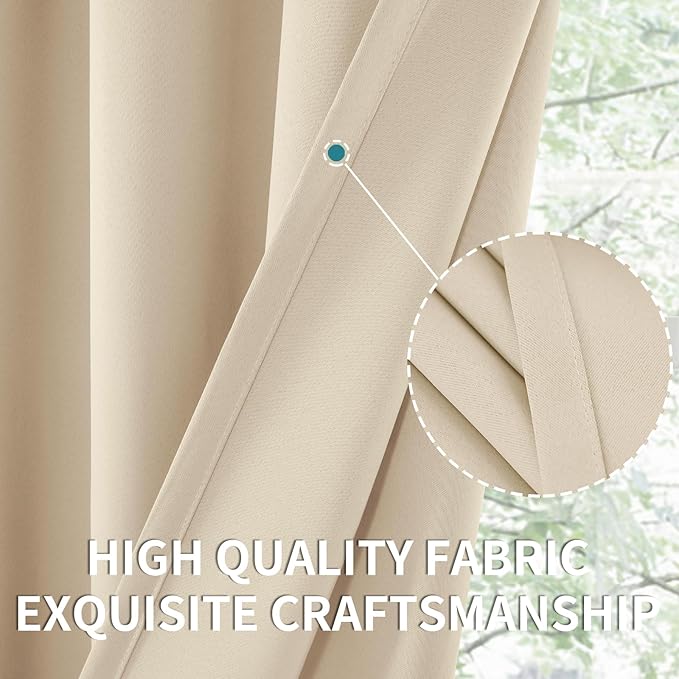 BGment Champagne Blackout Curtains 36 Inches Length - Image 6