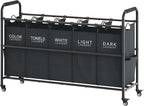 Tajsoon 5 Bag Laundry Sorter Cart, 5 Section Laundry Hamper by Tajsoon