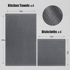 Fintale 100% Cotton Kitchen Towels and Dishcloths Set, 12 x 12 & 15 x 25 Inches - Image 2
