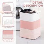 CLHMILY&Z 95L Laundry Basket Rectangular Pink Rope - Image 2