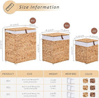 Handwoven Laundry Basket with Lid, Natural Water Hyacinth Storage Basket with - Image 2