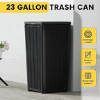 Outdoor Trash Can with Lid, Waterproof Resin Garbage Can with Tiered Lid - Image 4