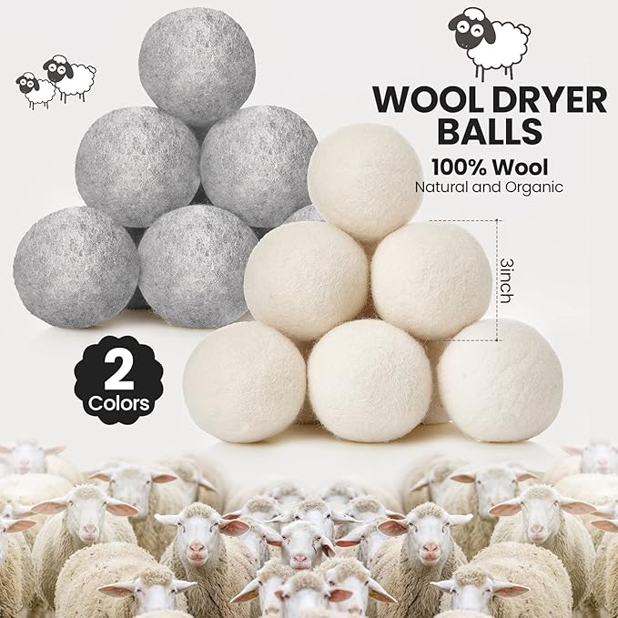 Roowest 32 Pieces Wool Dryer Balls Set 30 Reusable Wool Balls - Image 2