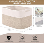 Storage Baskets for Organizing, Woven Cotton Rope Basket for Storage Books - Image 3