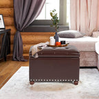 Leather Storage Ottoman Bench Foot Rest Stool - Image 2