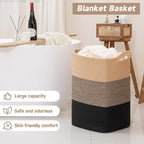 CLHMILY&Z 95L Laundry Basket Rectangular Black Jute Rope - Image 2