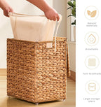Handwoven Laundry Basket with Lid, Natural Water Hyacinth Storage Basket with - Image 3