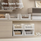 Proarea 4 Pack Stackable Plastic Storage Basket Closet Organizer Bin Foldable - Image 4