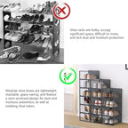 12 Pack Large Modular Clear Plastic Stackable Shoe Storage Organizer - Image 6