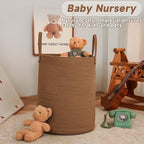 Large Woven Laundry Basket Hamper, 60L Cotton Rope Storage Bin - Image 2