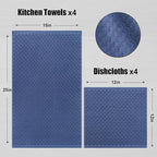 Fintale 100% Cotton Kitchen Towels and Dishcloths Set, 12 x 12 & 15 x 25 Inches - Image 2