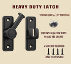 Barn Door Privacy Latch, 90°/180° Swing Slide Lock, Zinc-Alloy, Adhesive or - Image 4