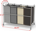 Simple Houseware 4-Bag Heavy Duty Laundry Sorter Rolling Cart - Image 5