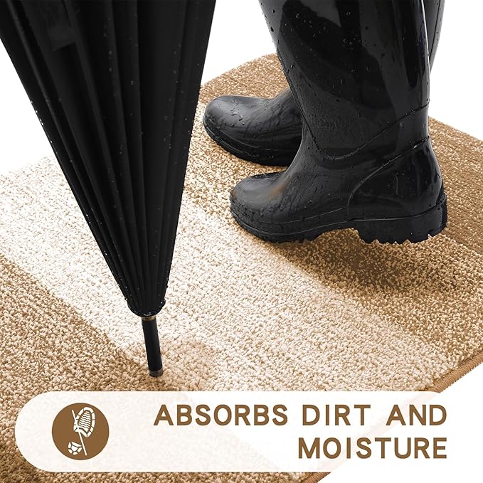 Kitinjoy Indoor Outdoor Door Mat, 48x32 Non-Slip Absorbent Dirt Trapper - Image 2