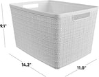 Curver Set of 4 Jute Large Decorative Plastic Organization and Storage Baskets - Image 2